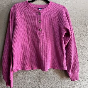 Old Navy Fuchsia Button-Up Long Sleeve Top